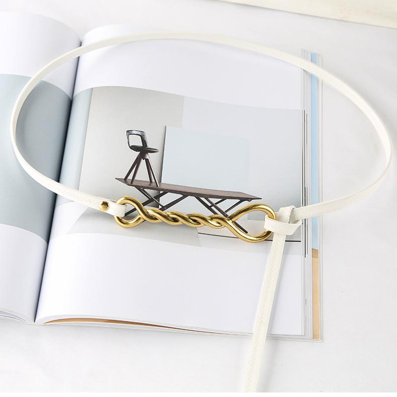 Fashion Gold Twists Knot Decoration Women Thin Belt For Fashion Dress And Summer Outfits