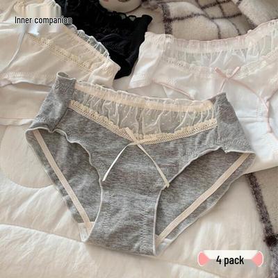 Nei Xiaoban 7A Антибактериальное хлопковое кружевное нижнее белье, 4 штуки