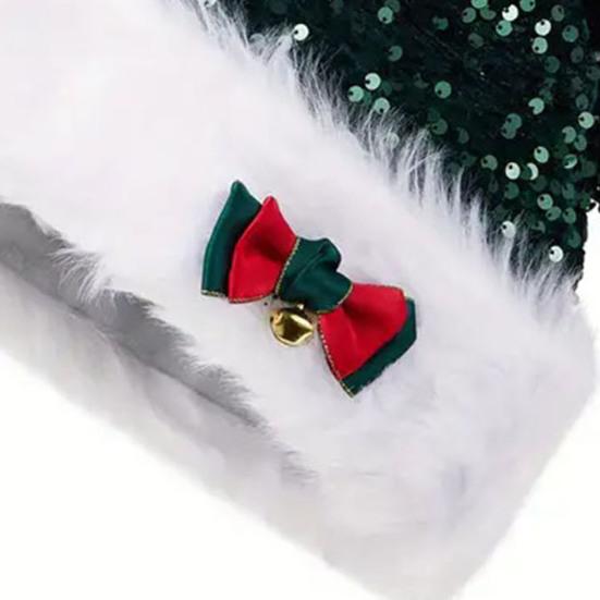 Блестящая шапка Санты с пайетками, Рождественская шапка с бантом, Пушистый помпон, Унисекс, Пушистая рождественская шапка для Рождества, Нового года, праздничных вечеринок