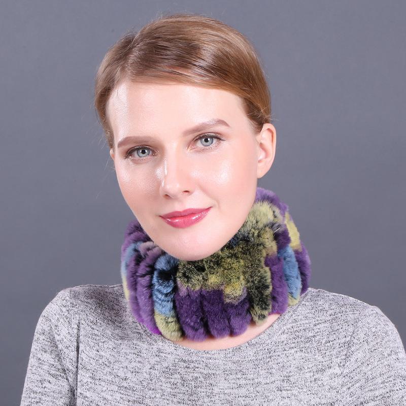 Женский осенне-зимний пуловер, теплый воротник двойного назначения, эластичный тканый меховой шарф из кроличьей шерсти Wai Rex