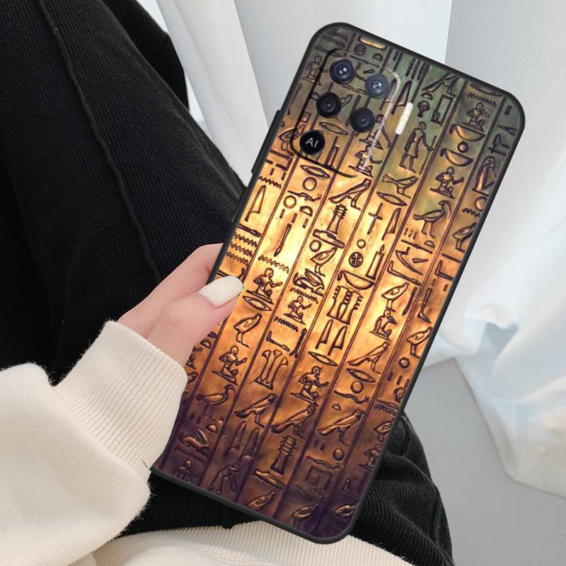 Кейс с египетскими иероглифами Для Oppo A96 A76 A16 A60 A98 A58 A78 A18 A38 A80 A40 A77 A57 A17 A74 A54 A94 A15 A5 Pro