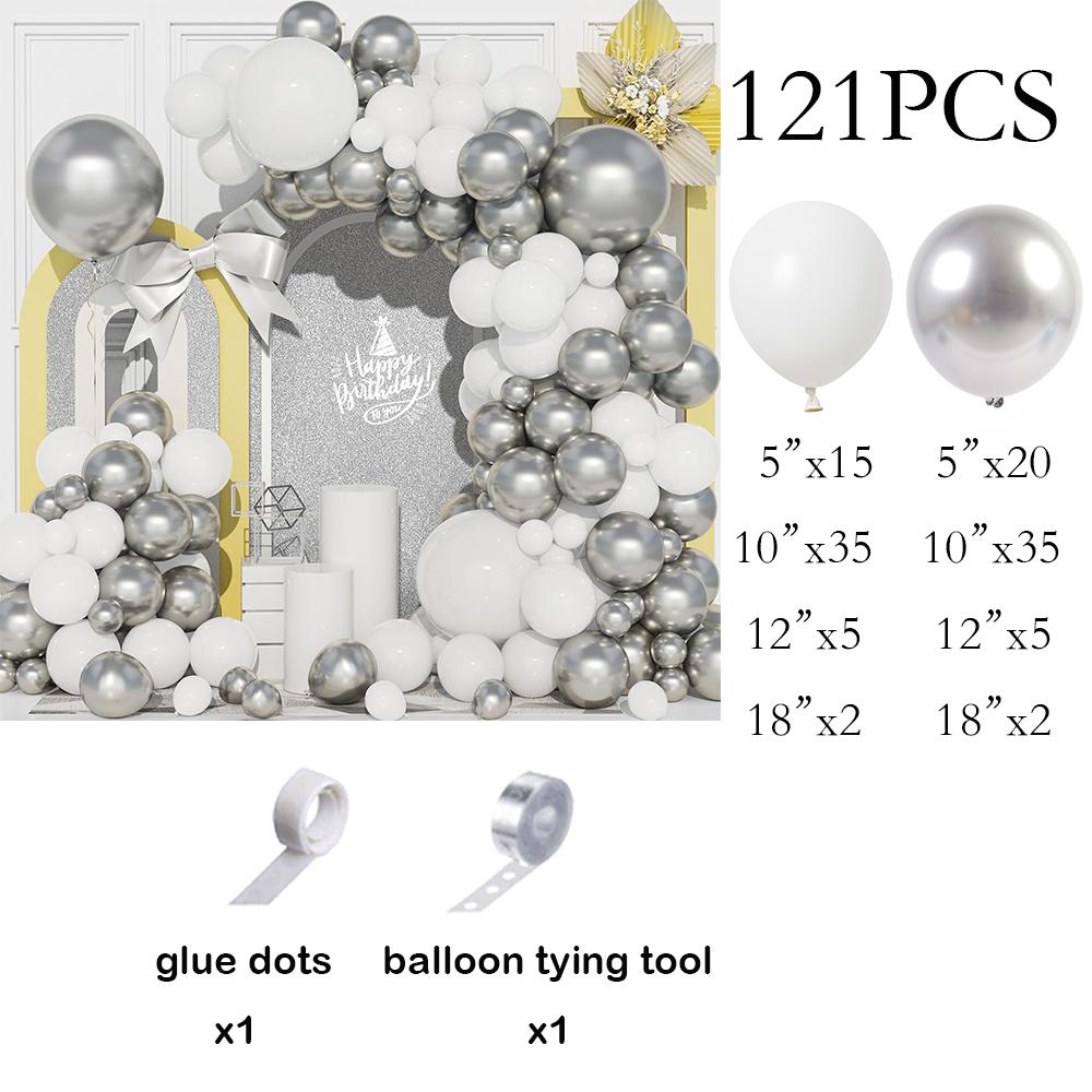 Wedding Theme Balloon Kit Arch White Silver Balloons Garland Garland Bridal Shower Wedding Anniversary Photo Background Decor