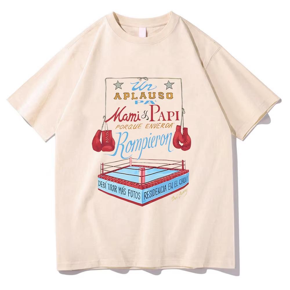 Bad Bunny DTMF Merch Boxing Tee Unisex Women Aesthetic TShirts Unisex pure Cotton Tees Funny High Quality Casual Hip Hop Clothing