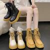Ladies' Thick Soled High Top Workwear Motorcycle Boots European Style Fashionable Casual Big Toe Shoes Mid Top Boots 35-40