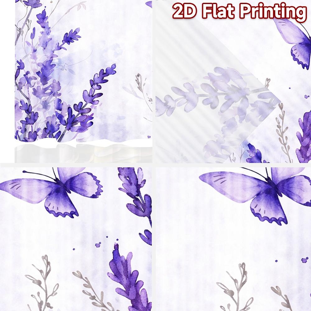 2D flat printing 2pcs Curtain Window Treatment Curtains Lavender Blooms and Butterflies Digital Printed Polyester Drapes Party