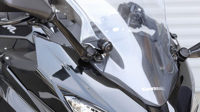 Kijima Motorcycle Parts Dash Cam Brackets, Front and Rear Set, Steel, Black, for Ninja 250/400 ('18-), 304-5181