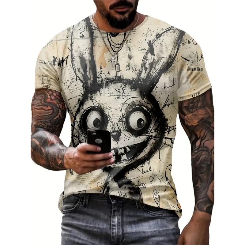 Летняя мужская футболка с коротким рукавом и принтом животных, повседневный свитер с круглым вырезом, модная уличная мужская одежда больших размеров, забавные футболки