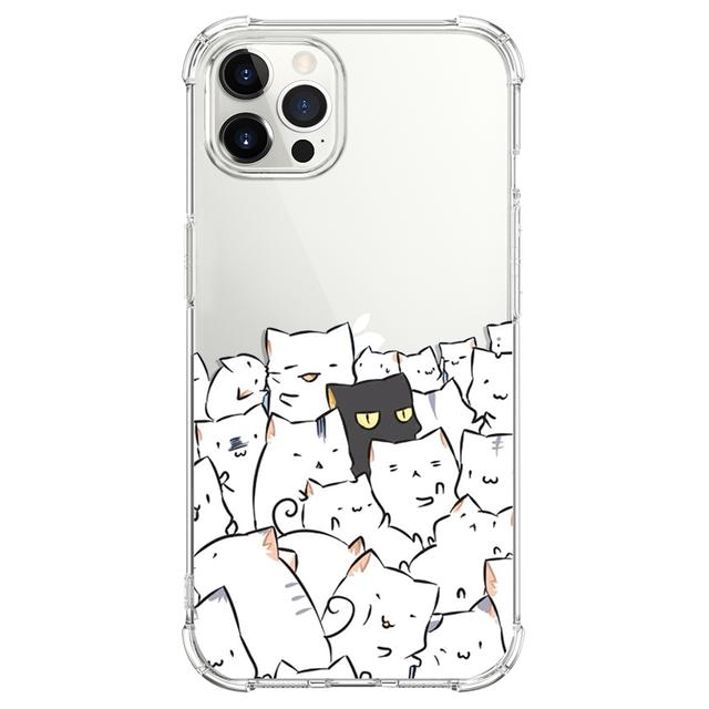 Cartoon Cute Cat Shockproof Phone Case For Iphone 12 13 Mini 11 Pro Max Xr X Xs Max 7 8 6 6s Plus Se 2020 Clear Soft Back Cover