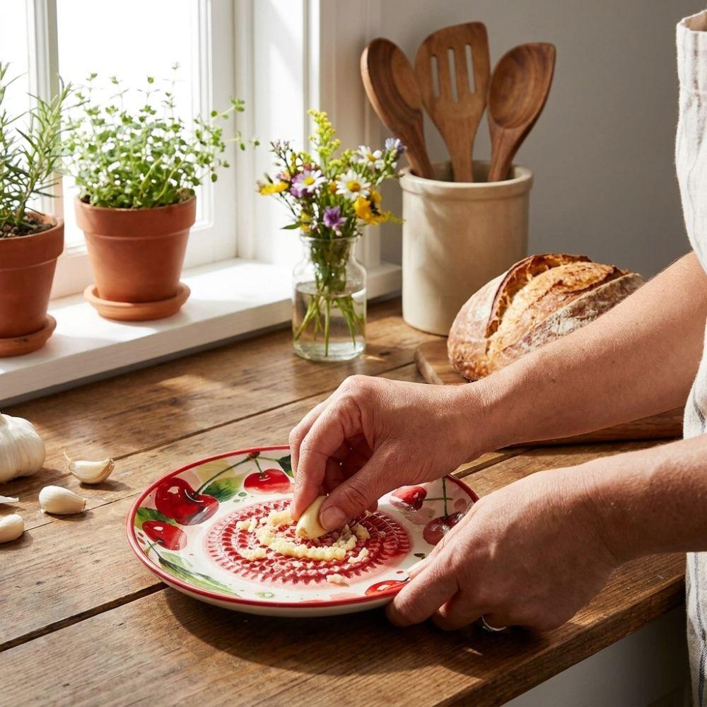 Round Plate Manual Garlic Masher Non-Slip Vegetable Grating Plate Ceramic Ginger Grater  Kitchen