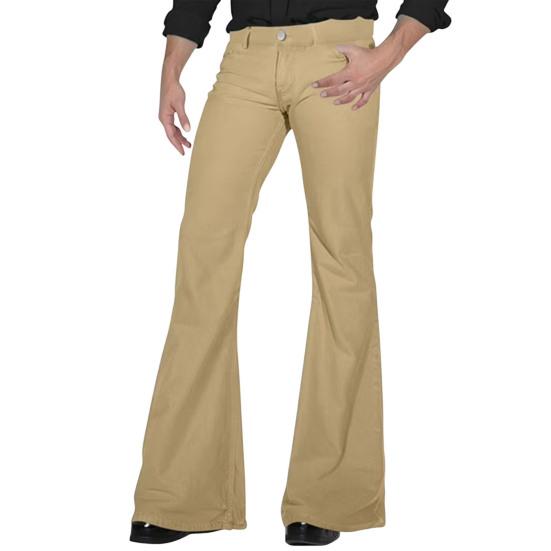 Мужские расклешенные брюки с 4 карманами, средней посадки, однотонные, на пуговице и молнии, длинные