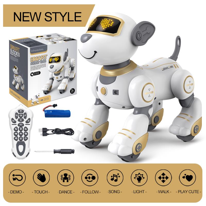 Funny RC Robot Electronic Dog Stunt Dog Voice Command Programmable Touch-sense Music Song Robot Dog for Children's Toys