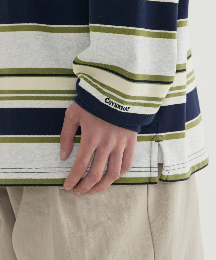 COVERNAT Collared Rugby Long Sleeve Melange Gray