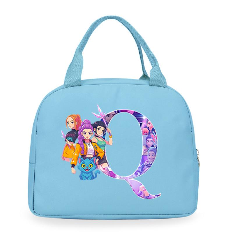 Trend Kpop Anime Cartoon Peripheral 26 Letter Printing Bento Bag Commuter Portable Lunch Box Bag