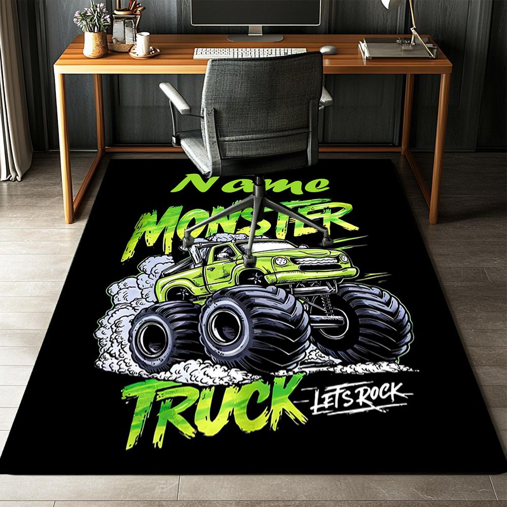 Custom Name Truck Printed Carpet,Rug for Office Chair Living Room Bedroom Kitchen Room Decor Gifts.