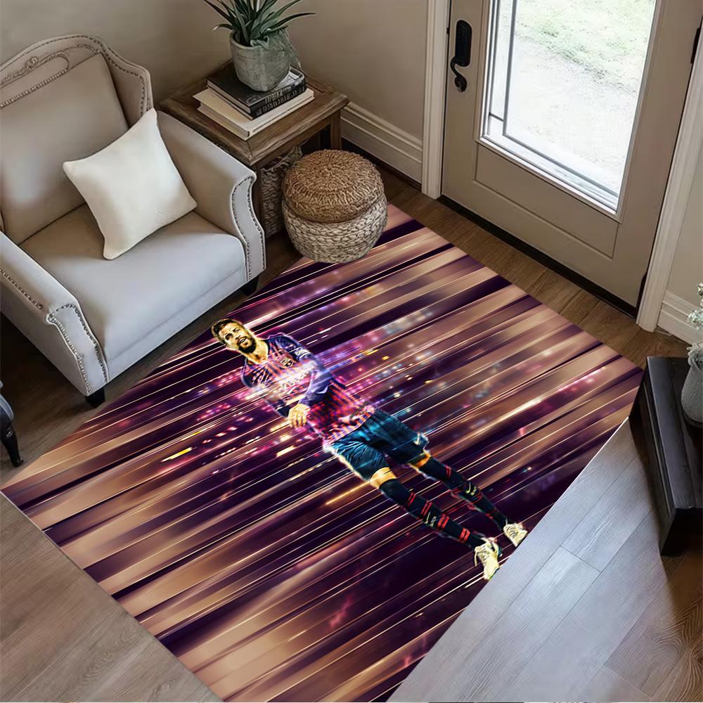 Dynamic Soccer Player Pose Floor Mat Suitable for Outdoor Hallway Living Rooms Dining Room Anti-slip Rug Anime Office Decor Best for Christmas