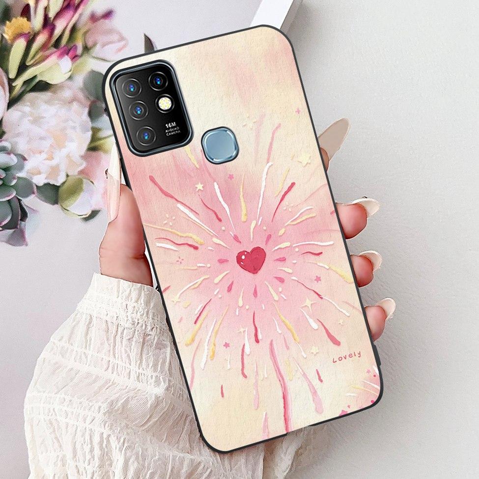 Для Infinix Hot 10 Чехол Силиконовый Милый Кот Модные Цветы Роскошная Расписная Задняя Крышка Для Чехла Телефона Inifnix Hot 10 X682B X682C