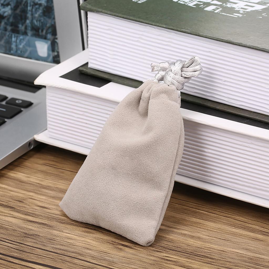 Headphones Storage Bag Travel Carrying Bag Small Drawstring Flocked Protection Pouch 10*7CM Grey