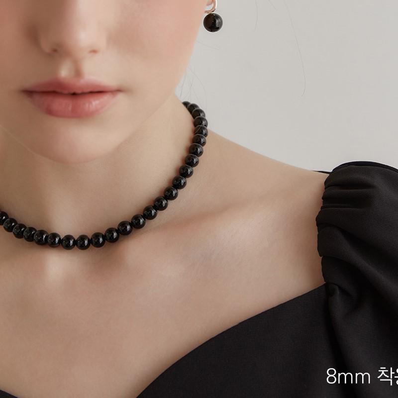 Корейское элегантное минималистичное ожерелье из черного агата для женщин
