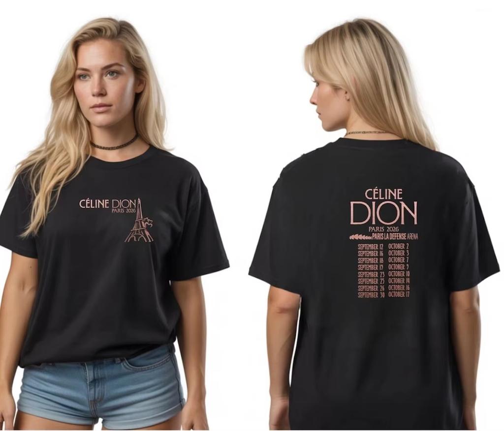26 Summer New Celine Dion Paris 2027 Fan Tour Gift T-shirt Women Fashion Women's T-shirt Pop Mus