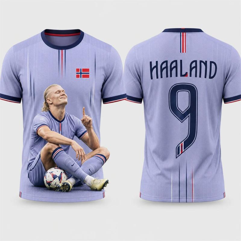 Kids 2026 Haaland Commemorative Football Jersey Athletic Soccer Short Sleeved T-shirts