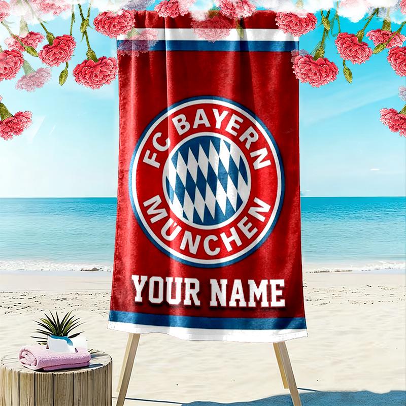 Custom Name Bayern Munich Print Beach Towel, Large Soft Quick Dry Towel for Beach Camping Swimming