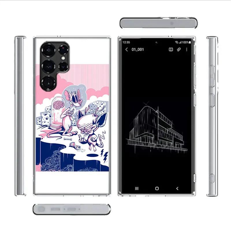 Чехол Pinky Anime and the Brain для Samsung Galaxy S21 S20 S23 FE S22+ S24 Ultra S25 Edge Чехол для телефона S10 Plus Прозрачная Capa Coque P