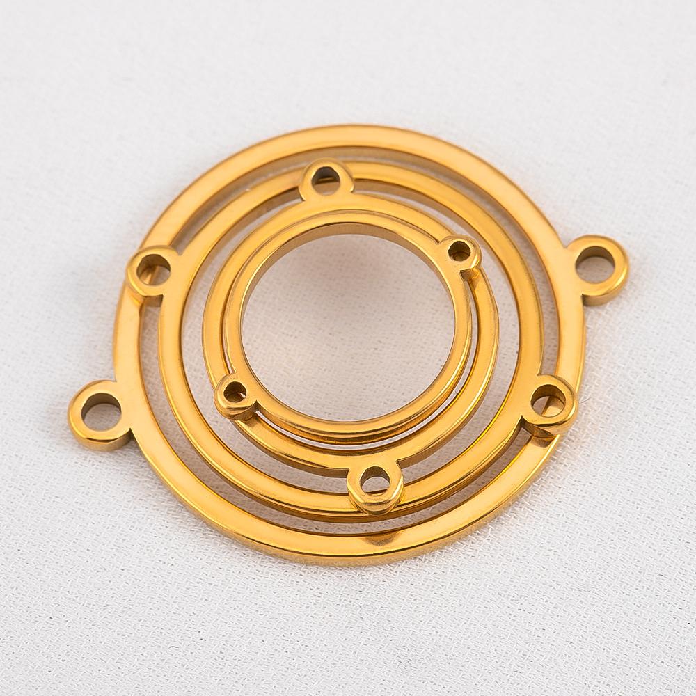 10Pcs 20Pcs Stainless Steel Hollow Double Hole Circle Charms Pendant Bracelet Cabochon Tray Bezel Blank Settings Jewelry Making