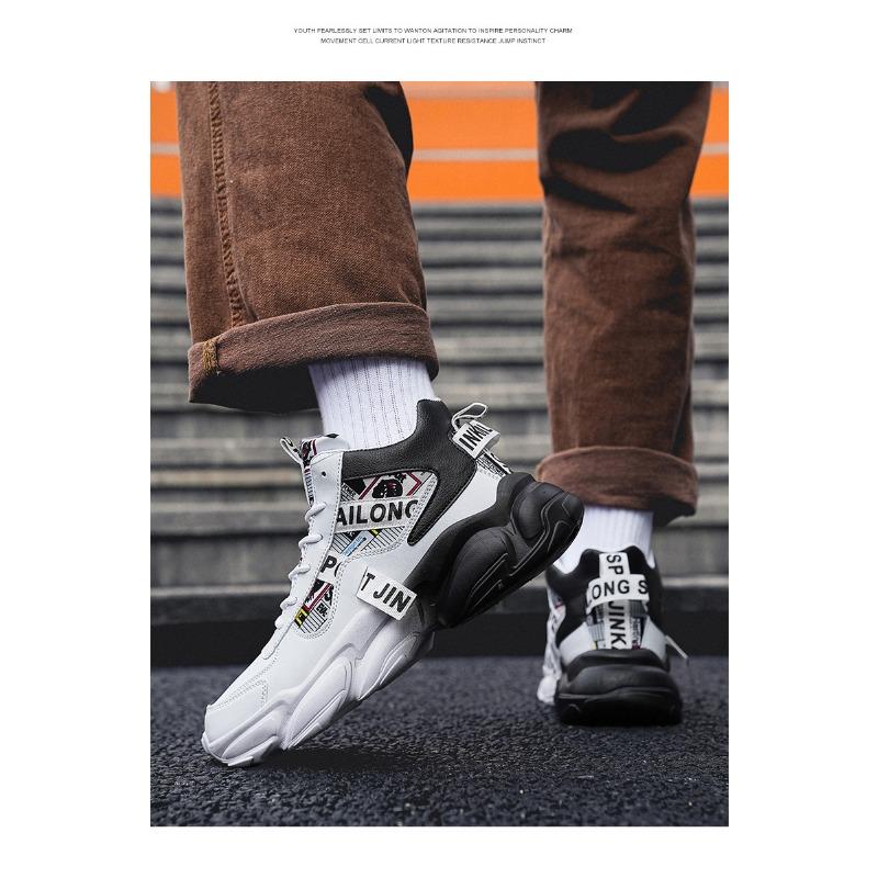 Мужские высокие кроссовки на массивной подошве, Colorblock, дышащие, нескользящие, повседневные спортивные туфли