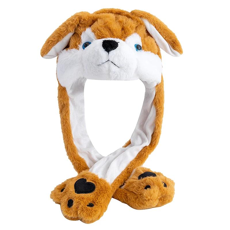 Hot Sale Unisex 3D Animal Style Cute Cozy Hat Ear Moving Up Winter Hat For Couple Men Women Rabbits Ears Lovely Plush Hat Gift