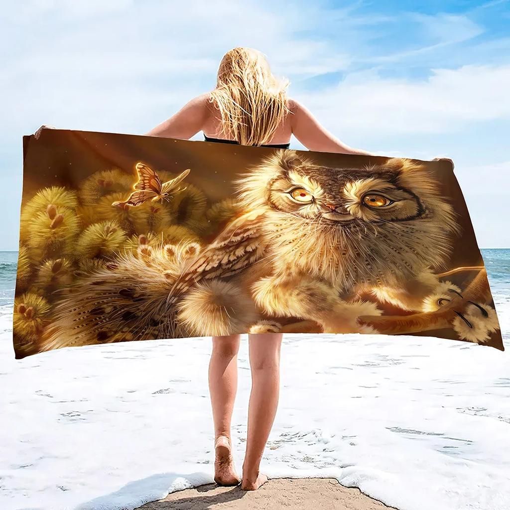 Пляжные полотенца с совой, Снежная сова, Взрослое пляжное полотенце, Легкое впитывающее полотенце-одеяло, Мягкое банное полотенце, Подходит для пляжа, бассейна