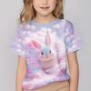 Summer Round Neck 3D Cute Rabbit Printed Top Fashionable Casual Short Sleeved Children's Girl T-shirts