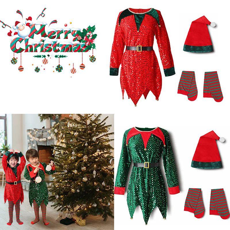 Милый детский костюм рождественского эльфа для праздничных нарядов на Рождество