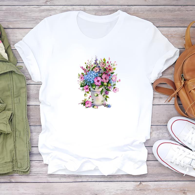 Летняя модная женская футболка с милым принтом, повседневный модный топ с коротким рукавом для женщин, стильный и удобный.
