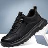 Осенние мужские черные кожаные кроссовки, повседневные, нескользящие, дышащие, легкие, для бега, мужская спортивная обувь на шнуровке