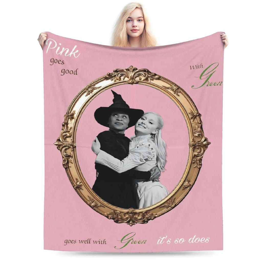W-Wicked 2 Musical Movie Glinda Elphaba Blanket Soft Novelty Plush Throw Blanket For Boy Girl Couch Chair Cover