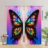 2pcs Five-colored Butterfly Printed Curtains, Study Room Kitchen Living Room Dorm Room Rod Pocket Window Drapes, Bedroom Accesso