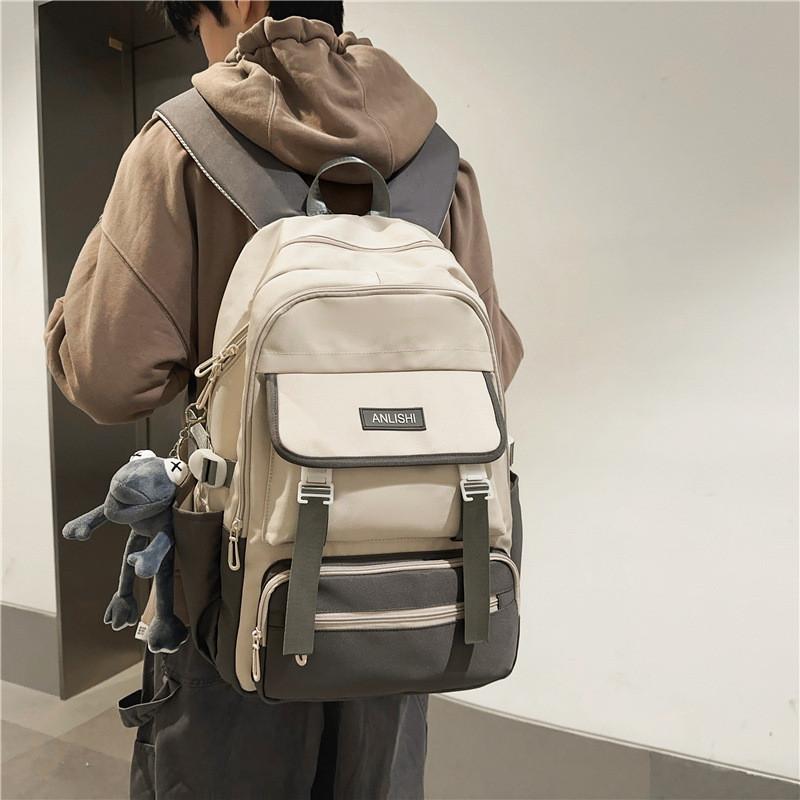 Modern Casual Backpack With Bold Letter Pattern And Padded Shoulder Straps For School Use