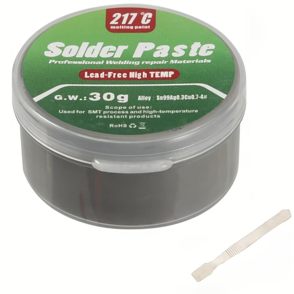 Высокотемпературная паяльная паста 217°C (Sn99%Ag0.3%Cu0.7%), паяльная паста для электроники, используется для ремонта ИС/печатных плат/BGA/SMD с температурой плавления 217°C, не требует отмывки
