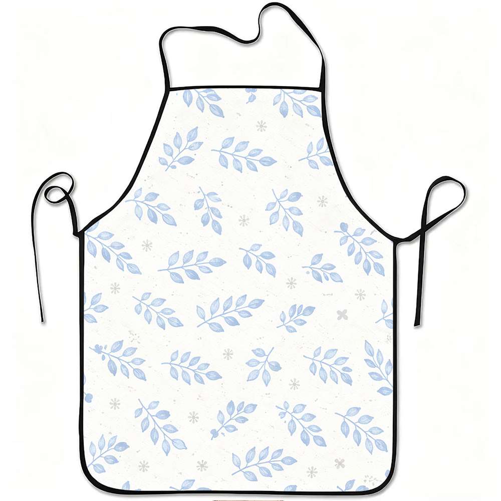 1pc Blue Leaf Design Apron, Sturdy And Easy to Clean, Adjustable Waist, Made of Polyester, Suitable for Cooking, Gardening, Fruit Picking, Christmas A