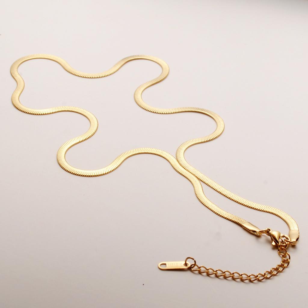 Titanium Steel Basic Necklace Gold Chain Flat Snake Chain Sweet Often Accessories Women'S Collarbone Chain Neck Chain
