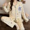 Cute style rabbit pure cotton pajamas women's spring and autumn long-sleeved thin cotton student casual loungewear set