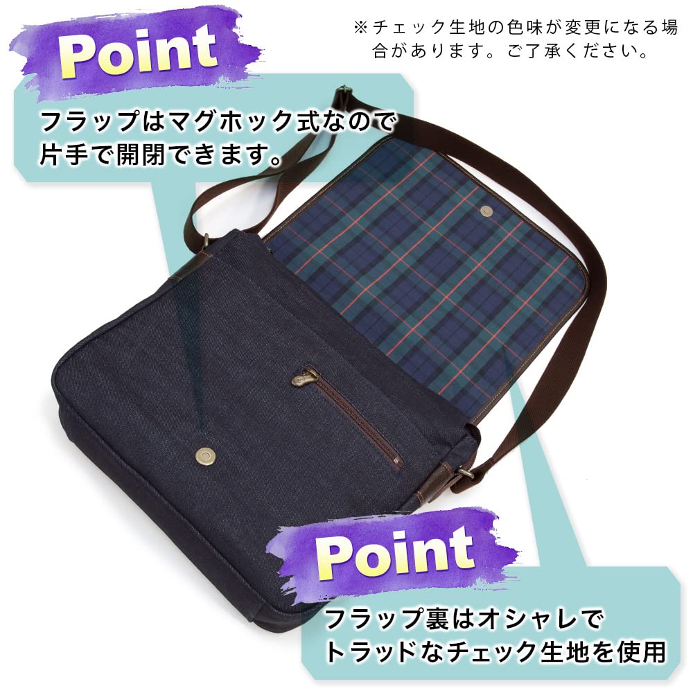 [creare Kiki] Denim Shoulder Bag, A4 Size, Made in Japan with Okayama Denim, Lightweight, Unisex, Casual Bag for Adults, Dom-002