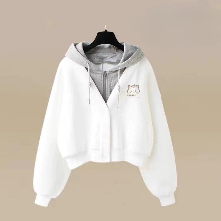 Женский спортивный костюм весна-осень, комплект из двух предметов, элегантный корейский поддельный костюм из толстовки с капюшоном и повседневных брюк, комплект брюк для девочек