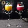 1PC 180ml Rose Wine Glass Romantic Cocktail Red Wine Glass Rose Flower Shaped Juice Champagne Glass Cup Bar Wedding Decoration