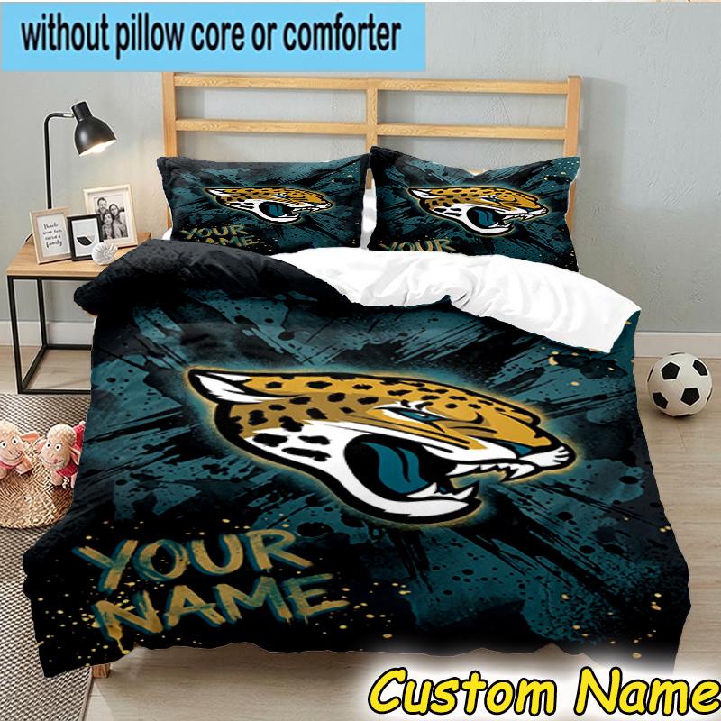 3pcs Custom Name Jaguars Team Spirit Bedding Set Includes 1 Duvet Cover & 2 Pillowcases for All Seasons Dormitory Home Decor Christmas gifts