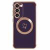 For Samsung Galaxy S23 Case Compatible with MagSafe Electroplated TPU Phone Cover Hollow Love Hearts