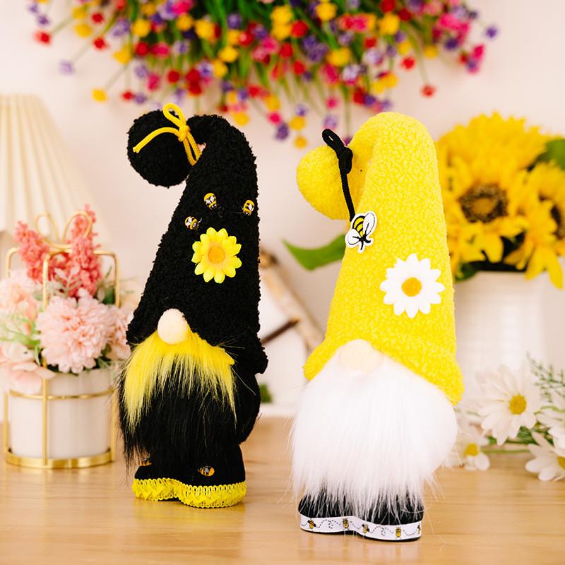 Очаровательная плюшевая кукла пчелы желтого и черного цвета с бантом для праздничного украшения дома