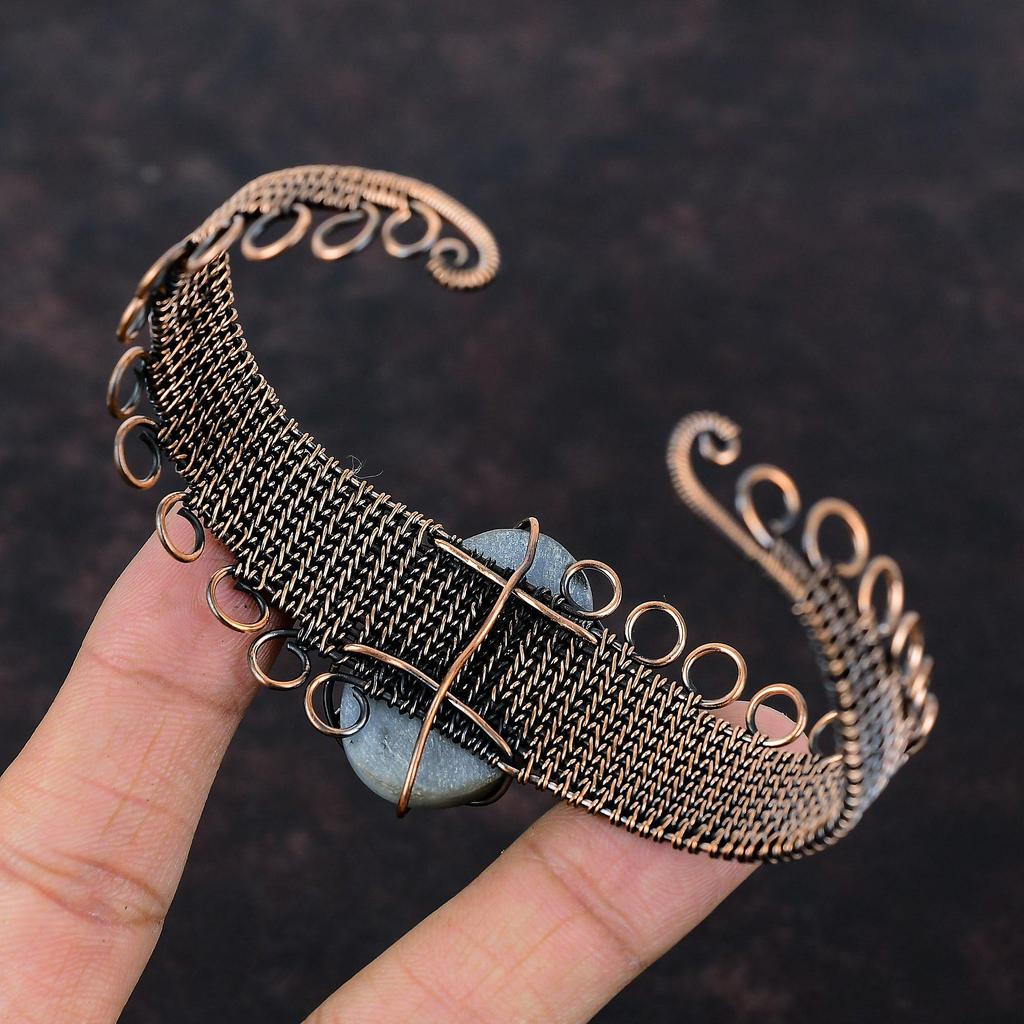 Браслет-манжета из титана Druzy, регулируемый браслет с медной проволокой, ювелирные изделия ручной работы из меди, ювелирные изделия с проволокой и драгоценными камнями, подарки на помолвку
