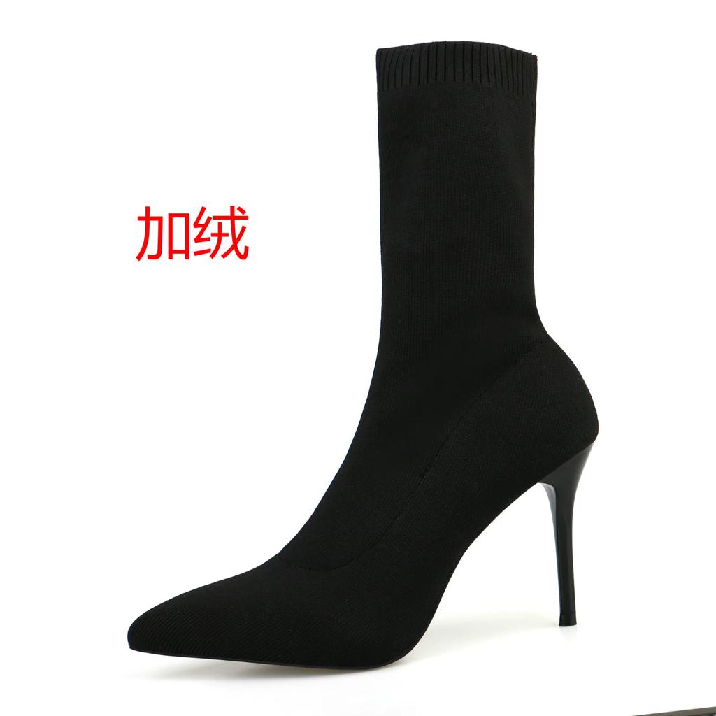 Sexy Sock Boots Knitting Stretch Boots High Heels for Women Fashion Shoes Spring Autumn Ankle Boots Female