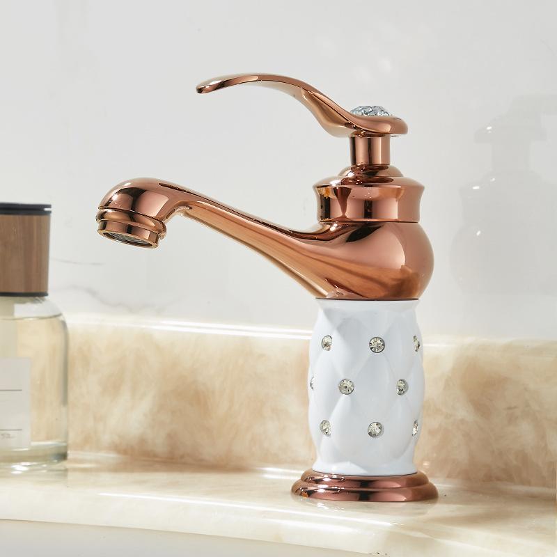 Tuqiu смеситель для ванной комнаты латунный золотой белый смеситель для раковины холодной и горячей воды кран для раковины настенный черный розово-золотой кран